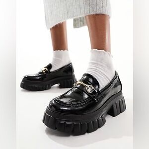 ASOS DESIGN Magnus Chunky Loafers Black Shoes US Size 6